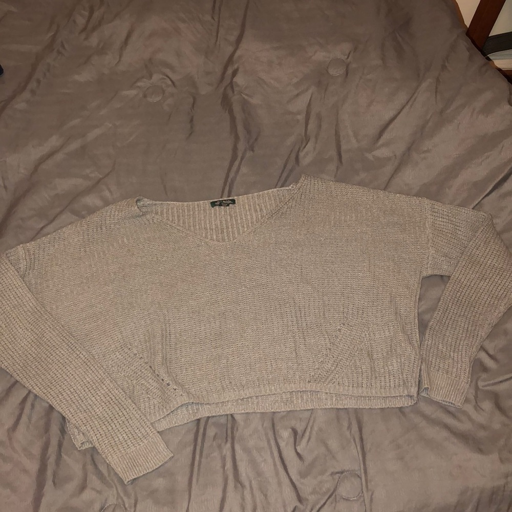 V-neck light wash grey sweater size Large